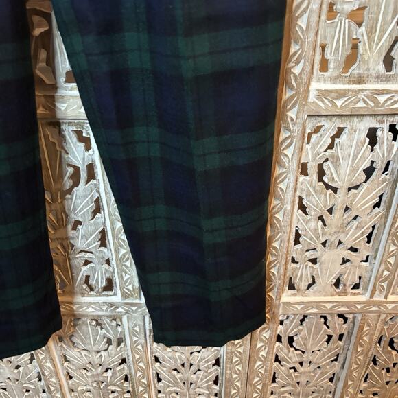 Vintage Woodstock Plaid Wool Pants Punk Green Navy Preppy Festive Tartan SZ 6 - Picture 3 of 12